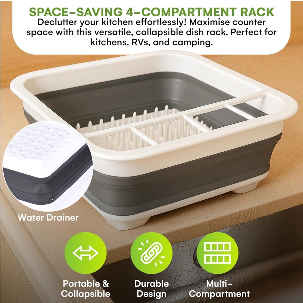 Collapsible Dish Drying Rack - for Kitchen, RV Camping Essentials -4.9"x14"x12" - Picture 4 of 6